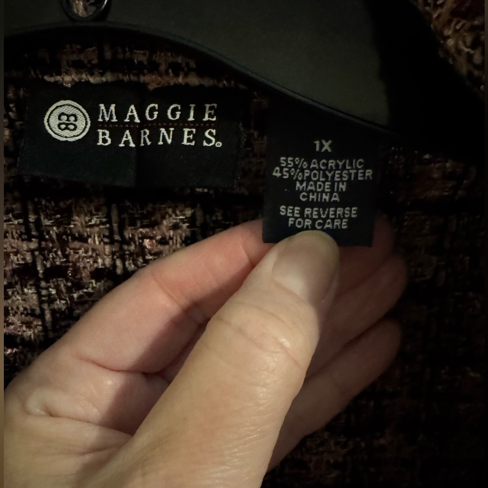Maggie Barnes Plus Vintage Purple Pink Plaid Button Up Jacket 1X - Picture 4 of 10